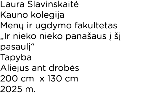 Laura Slavinskait Kauno kolegija Men  ir ugdymo fakultetas „Ir nieko nieko pana aus      pasaul “ Tapyba Aliejus ant...