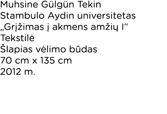 Muhsine G lg n Tekin Stambulo Aydin universitetas „Gr imas   akmens am i  I“ Tekstil   lapias v limo b das 70 cm x 1...