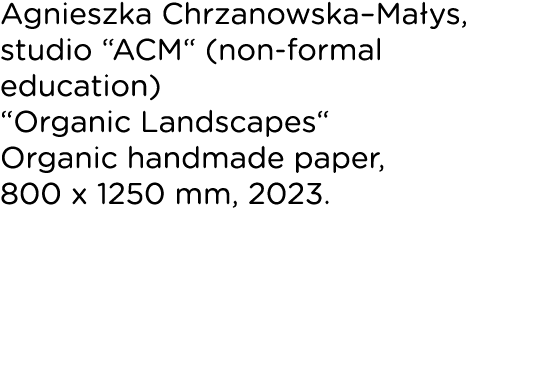 Agnieszka Chrzanowska Małys, studio  ACM  (non-formal education)  Organic Landscapes  Organic handmade paper, 800 x 1   