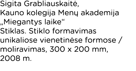 Sigita Grabliauskaitė, Kauno kolegija Menų akademija  Miegantys laike  Stiklas  Stiklo formavimas unikaliose vienetin   