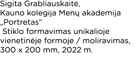 Sigita Grabliauskaitė, Kauno kolegija Menų akademija  Portretas  Stiklo formavimas unikalioje vienetinėje formoje   m   