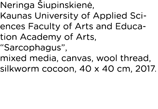 Neringa Šiupinskienė, Kaunas University of Applied Sciences Faculty of Arts and Education Academy of Arts,  Sarcophag   