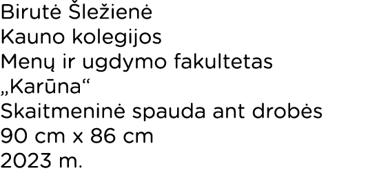 Birutė Šležienė Kauno kolegijos Menų ir ugdymo fakultetas  Karūna  Skaitmeninė spauda ant drobės 90 cm x 86 cm 2023 m 