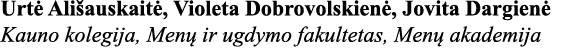 Urtė Ališauskaitė, Violeta Dobrovolskienė, Jovita Dargienė Kauno kolegija, Menų ir ugdymo fakultetas, Menų akademija 