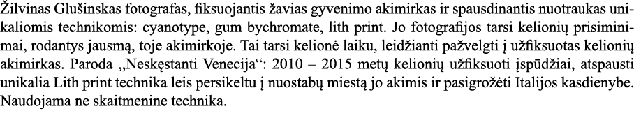 Žilvinas Glušinskas fotografas, fiksuojantis žavias gyvenimo akimirkas ir spausdinantis nuotraukas unikaliomis techni   