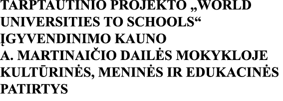 TARPTAUTINIO PROJEKTO  WORLD UNIVERSITIES TO SCHOOLS  ĮGYVENDINIMO KAUNO A  MARTINAIČIO DAILĖS MOKYKLOJE KULTŪRINĖS,    