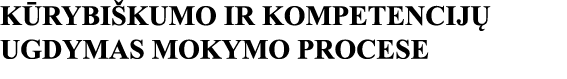 KŪRYBIŠKUMO IR KOMP ETENCIJŲ UGDYMAS MOKYMO PROCESE